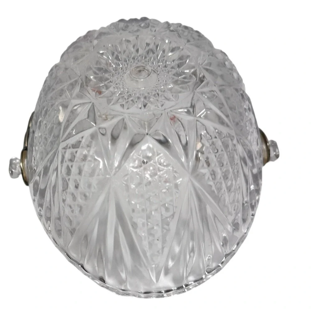 Vintage Mikasa Cut Glass Crystal Basket Candy Dish Silver Tone Twisted Handle